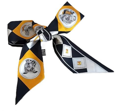 COtheSumay Schal aus 100% Maulbeerseide, für Haare, Handtaschen, Gürtel, Taschen und Geldbörsen, 5,1 x 88,9 cm, Twilly-Halstuch für Damen, Schwarz mit Kreis, 35.5×2