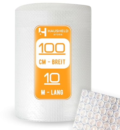 Haus-Held® Luftpolsterfolie 100cm x 10m I Verpackungsfolie als Versandfolie und Polstmaterial I Noppenfolie fur Umzug I Bubble Wrap Transportschutz I 100% Recycelbar