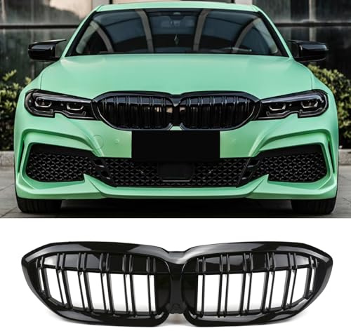 Jinpengyong G20 G21 Griglie radiatore per BMW 3 Serie G20 G21 Grill Anteriore Nera Lucido Doppia Linea 2019-2022 (For 3er G20 2019-2022)