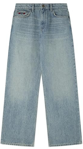 Springfield, Jean Femme Taille Moyenne et Jambe Large, Collection Culpa Tuya (À Contre-Sens), Bleu, 38 Long