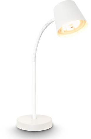 Briloner - Lampara Escritorio, Orientable, Giratoria, Recargable Con el Cable USB-C, Lampara Mesita Noche, Lámpara de Mesa, Lampara LED Recargable, Lamparas Sin Cables, Lectura, 38,5cm, Blanco