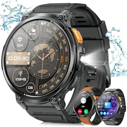 Montre Connectée Homme avec Appels Bluetooth et Écran HD 1.85, IP68 Étanche et Batterie 730mAh Smartwatch avec 120 Modes Sportifs/Fréquence Cardiaque/SpO2/Sommeil Moniteur pour Android iOS (Noir)