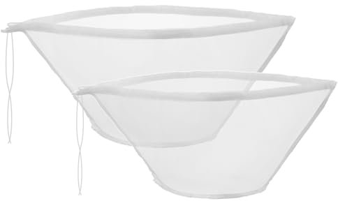 JIYIN 2 Stück Nussmilchbeutel, Feinmaschiges Passiertuch Filtertuch Schüsselform Passiertuch Nylon Käsetuch Nussbeutel für Käse Fruchtsaft Mandel Joghurt Wein Kaffee(Klein+Mittel)