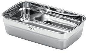 RÖSLE FLEXX 2GO - Fiambrera rectangular de acero inoxidable, apta para microondas y horno hasta 150 °C, apta para lavavajillas, color plateado