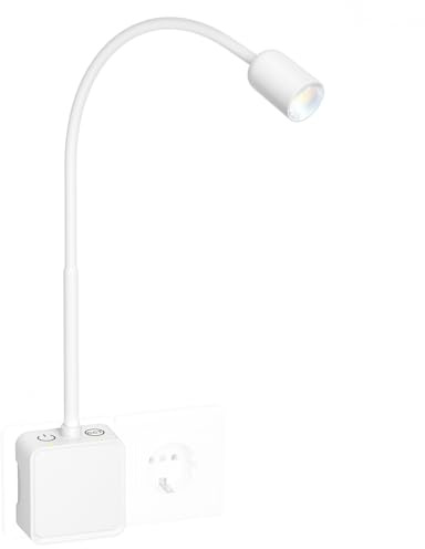 PRINCEWAY Lampada da Lettura Applique da Parete LED Bianca Interno, Luce da Comodino Faretto LED Dimmerabile con Spina per Camera da Letto, Due Interruttori Touch, 3 Modalità di Colore Illuminazione