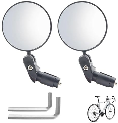 2 Piezas Espejo Retrovisor para Bicicleta, Espejos Retrovisor HD Giratorio 360° Espejos de Bicicleta para Manillar de 18–22mm HD Gran Angular Retrovisor Reflectante para Ebike Scooter Ciclomotor
