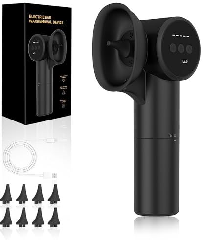 Umisu Nettoyeur Oreilles Électrique, Outil De Nettoyeur D'oreille avec 5 Modes de Pression, Séchage À Air Chaud, Réservoir d'Eau 2-en-1, Idéal pour Adultes et Familial, 8 Embouts Remplaçables