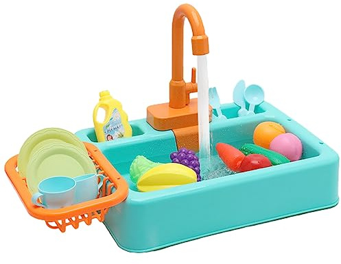 Gissroys Jouets de vaisselle, maison de jeu de cuisine, jeu de rôle, évier, lave-vaisselle, jeux d'eau courante, évier de cuisine