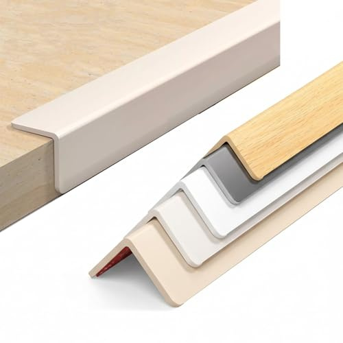 Paraspigoli Muro Autoadesivo in PVC, Profilo Angolare Flessibile a 90 Gradi, Modanatura Adesiva per Pareti, Mobili e Bordi Finestre, Protezione Angoli e Spigoli Morbida(Creamy Beige,6m/236.2in)