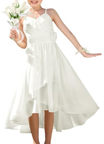 GRACE KARIN Girls Spaghetti Strap Chiffon Dresses A-Line Flower Dress | Hits at ankle,Spaghetti straps design,V-Neck,Lightweight & comfortable chiffon fabric,Birthday,Party Wedding