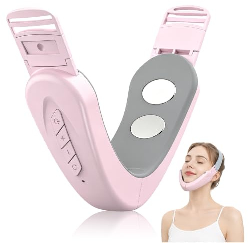 HOVCEH Elektrisk V ansiktsmassageapparat, ansiktsmassageapparat mot dubbelhaka, EMS-enhet ansikte, dubbelhaka borttagare, V ansiktslyftningsenhet, 6 lägen V Face Beauty Meter för att minska dubbelhaka