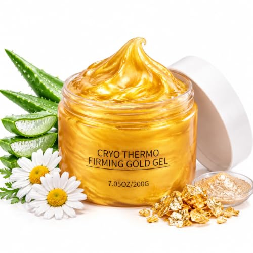 CRYO THERMO Gold Body Firming Gel, Golden Hot Cream for Loose-Looking Skin | Skin Tightening Cream Body, Moisturising Gold Gel Cellulite Cream for Abdomen, Thighs, Buttocks & Arms, Cooling-To-Warming