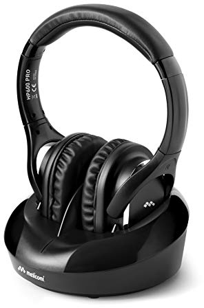 Meliconi Cuffie 600 Pro Cuffia TV Wireless Universale, base ricarica, Nero, 18.3 x 28.5 x 24.5 cm