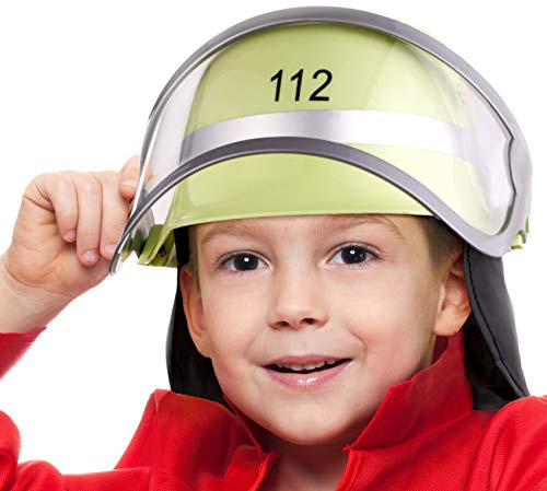 Balinco Casque de pompier 112 pour enfants avec visière pliable & foulard pour le cou | taille réglable | idéal comme costume/déguisement pour le carnaval