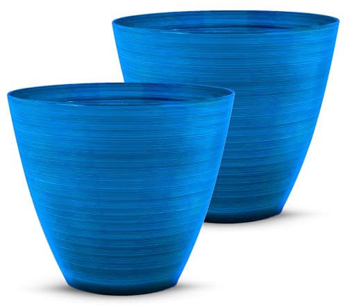 SG Traders Plastic Plant Pots Flower Pot with Drainage Holes, Garden Planters for Outdoor, Plant Containers for Home, Stylish Glossy Design Garden Flower Pots, Set of 2, 25cm,30cm Outdoor Planter Pot