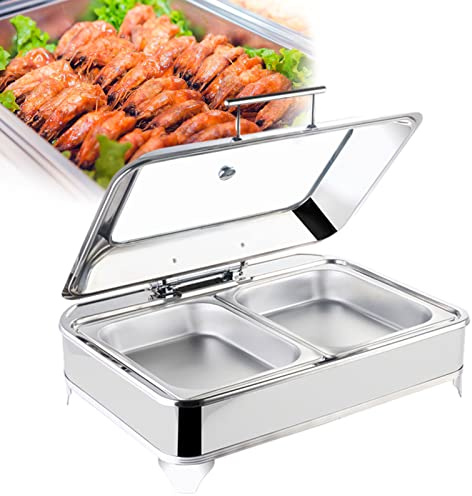 9L Scaldavivande Elettrico per Buffet, Riscaldatore Elettrico 400W con Coperchio Visibile, Contenitori Gastronorm Professionale per Famiglia, Ristoranti, Buffet, Hotel, Feste, Temperatura Regolabile