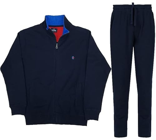 Coveri Tuta Uomo Completa con Cerniera Zip Cotone Garzata Leggera Estiva M L XL XXL 3XL (L - Blu)