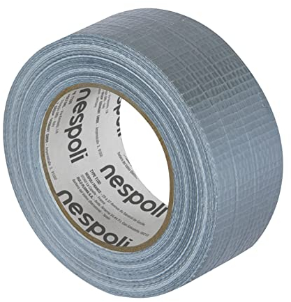 Nespoli Cinta de tela gris 50 mm x 25 m de polietileno para reparaciones semipermanentes, cinta adhesiva de tela de goma sintética resistente a la humedad, flexible para superficies irregulares