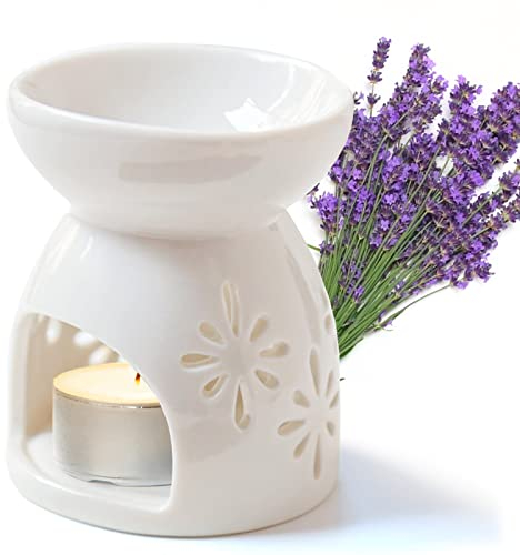 Cisolen Keramik Duftlampe Räuchergefäß Aroma Diffuser Teelichthalter Öl Brenner Aromalampe Kerzenhalter Aroma Lampe Teelicht öl Aromabrenner für Schlafmittel Entspannung Meditation Verwendet