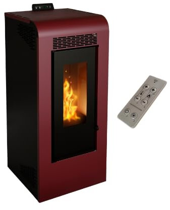 Stufa a Pellet Ventilata Giulia 10 Bordeaux 10,26 KW 4 STelle 100 m2 riscaldabili (Stufa + Telecomando)
