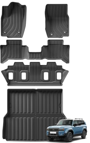 SMABEE Floor Mats & Cargo Liner for 2024 2025 Toyota Land Cruiser Prado 250 J250 LC250 (Only for 5 Seat,US Version) Accessories TPE All Weather Floor Liners Trunk Mat Car Mats,Black