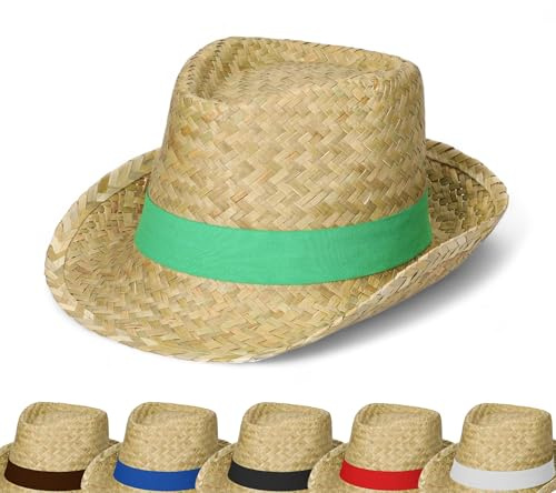 Chapeau d'été « Cuba » unisexe - Chapeau de soleil pour homme et femme - Design Trilby - Chapeau Panama en jonc de mer avec bande Velcro élégante - Chapeau pour le jardin, la plage et les vacances,