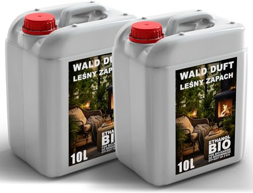20L Premium Bioethanol 96,6% Rein - 2x10 Liter ökologischer Brennstoff für Ethanol-Kamine, saubere Verbrennung, rauchfrei, lebendige und stabile Flamme (Waldduft)