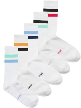 JACK & JONES Jactirana Tennis Socks Pack of 5, White, One Size