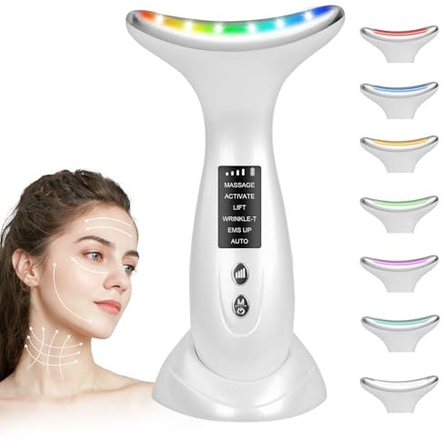 AOGOE 7-Color Anti-Wrinkle Face & Neck Massager with 6 Modes Microcurrent Lift Device