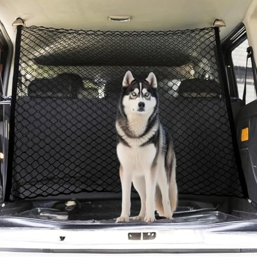 Ackygetrich Dog Car Barrier for SUVs, Vehicles, Trucks, Cars, Adjustable Pet Divider Cargo Area Universal-Fit, Folding Design for Easy Storage, Heavy-Duty Wire Mesh Barriers Safety Travel Accessories