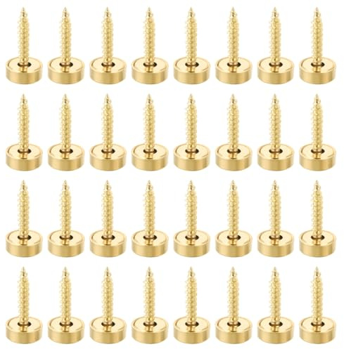 Laroal Tornillos decorativos de latón, clavos de cubierta cepillada para espejos, tornillos autorroscantes adecuados para espejos, clavos publicitarios fijaciones para muebles (32 piezas)
