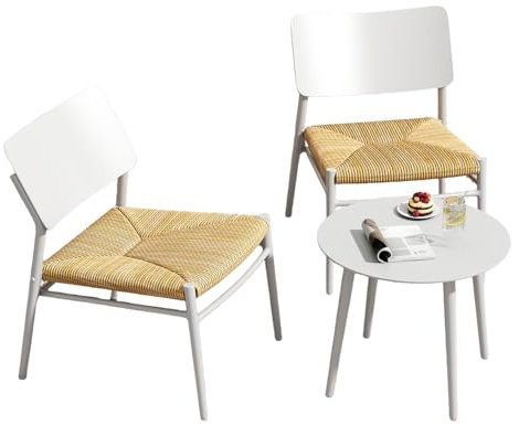 Generisch Bistro-Set 3-Teilig Aluminium Balkonmöbel-Set, PE Rattan, Ladung 150 Kg, Geeignet Für Innenhöfe, Gärten Und Balkone, Schwarz,Beige