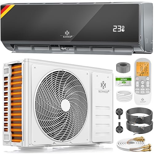 KESSER® Split Klimaanlage Set Quick Connect 12000 BTU 3,4 kW – WiFi & App Klimagerät mit Heizfunktion & Kühlmodus Wandklimaanlage, mit Kupferleitung Kältemittel R32 Inkl. Montagematerial