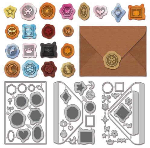GLOBLELAND Sello de cera Corte de sobres para DIY Scrapbooking Metal Vintage Envoltura Corte Flores Mariposa Troqueles de corte para la fabricación de tarjetas en relieve