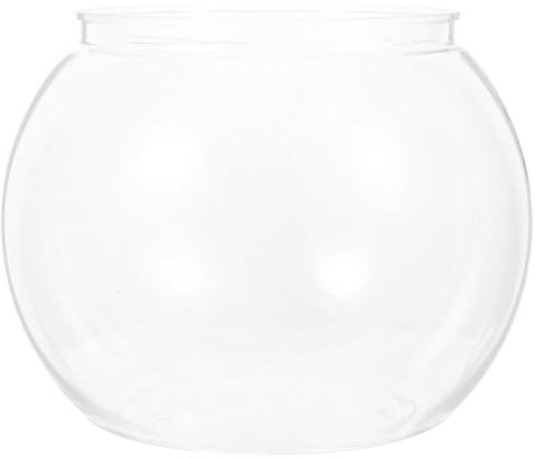 BESTonZON Transparent Goldfish Tank 5.5 Inch Clear Round Fish Bowl for Small Turtles Betta Fish Desktop Aquarium and Decorative Shallow Tank for Office and Home