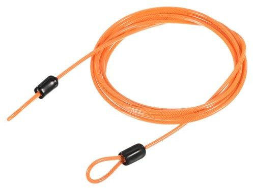 TA-VIGOR 1 st säkerhetsstålkabel, 2,5 mm x 2 m/6,56 fot belagt säkerhetsvajer med dubbel ögla, flexibelt säkerhetskabellås för cykel, bagage, resor och utomhusbruk, orange