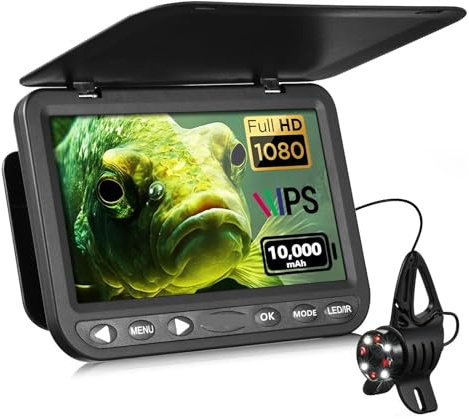KAKAK Cámara de Pesca submarina 1080PHD, buscador de Pesca en Hielo de 10000 mAh for Pesca en Barco en Lagos Helados(25m no DVR)