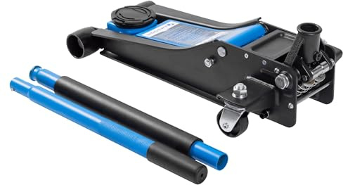 Högert Technik Wagenheber, Hydraulischer Wagenheber 2t, Rangierwagenheber Hydraulikheber 85-430 mm Hubhöhe für PKW, Überlastventil, Frontrollen und schwenkbare Hinterräder