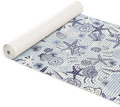 ANRO Badematte Weichschaum Matte Antirutsch Badvorleger Badläufer Muscheln Blau 160x65cm