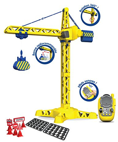 Tooko - Grue de Chantier Radiocommandée avec Effets Sonores à partir de 4 ans - Tourne à 360° - 70 cm - Contrôle Tout de la Télécommande - Jouet Maternelle