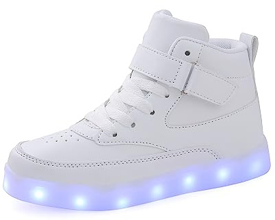 Voovix Unisex LED Shoes Light Up Shoes High Top Sneakers for Women Men white45