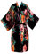 Robe de chambre kimono ample en satin pour femme Taille 36-52, A-Rose Noir, 46-48