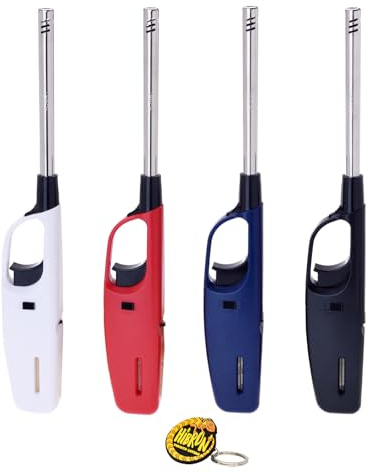 HIBRON 4 Mecheros Encendedores Cocina Barbacoa de 28 cm +1 Llavero