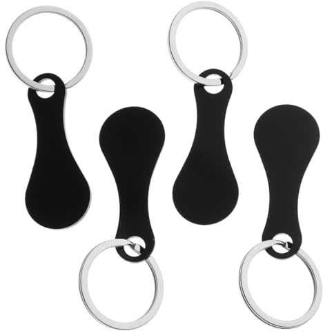 Kisangel Shopping Trolley Tokens Key Rings 4Pcs Stainless Steel Portable Cart Quarter Keychain Coin Replacement for Grocery Shopping