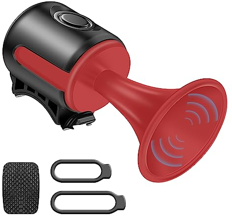Fahrradhupe Laut 120db Fahrradklingel Elektrisch, Ipx4 wasserdichte Hupe Fahrrad Elektrisch Fahrradalarm Compatible mit 22-30mm Lenker, für Erwachsene Kinder Fahrrad, Rennrad Und Mehr(Rot)