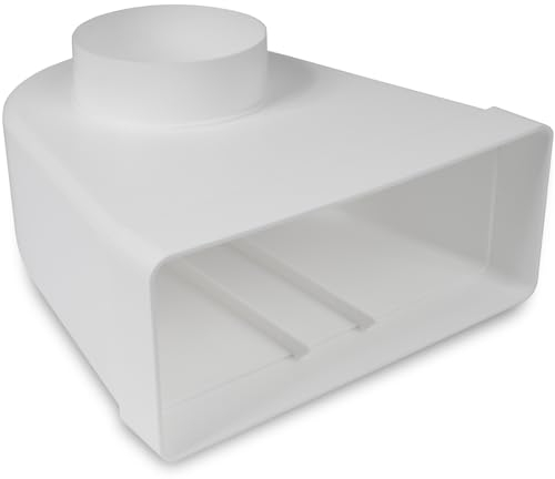 Repa Market 90° Grados 220 x 90 mm a Ø100 mm rectangular conector de canal plano para conexión de tubo redondo – clima, ventilación, calefacción, refrigeración.