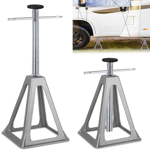 FIVMEN 2 Stück Unterstellbock Alu Unterstellböcke KFZ 280–435 mm Höhenverstellbar Stützen 1T Böcke Auto für Caravan Anhänger Wohnwagen