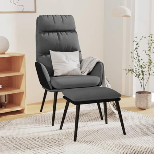 THOYTOUI Relaxsessel, Cocktailsessel Kinosessel Clubsessel PolsterStuhl Geeignet für Stube Schlafzimmer Wohnzimmer Balkon mit Hocker Hellgrau Stoff und Kunstleder