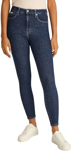 Calvin Klein Donna Jeans Super Skinny Ankle Vita Alta, Blu (Denim Dark), 27W