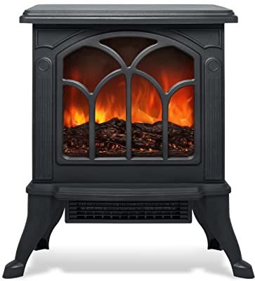 FIVMEN Cheminée électrique avec chauffage - 750 W/1500 W - Cheminée électrique avec effet de flamme LED 3D - Avec contrôle de la température - Noir